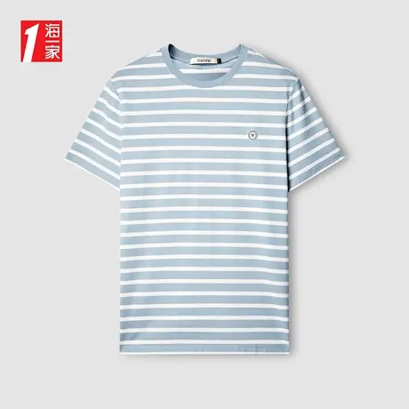 海一家清爽条纹短T夏季青春活力休闲圆领短袖T恤男商品大图