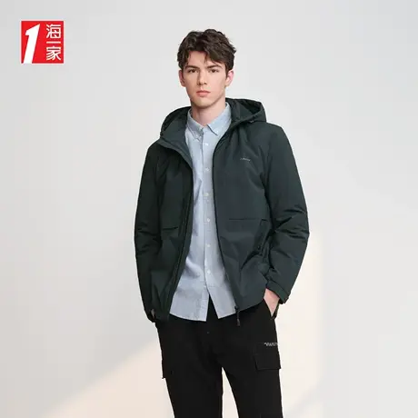 海一家简约大气外套冬季保暖基础休闲日常连帽男士羽绒服图片