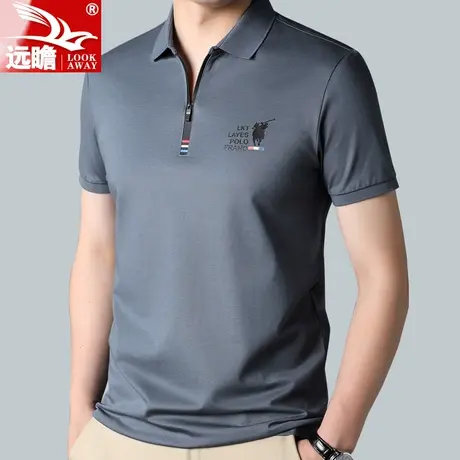 夏天短袖t恤男夏季薄款2022新款宽松翻领拉链时尚男士polo衫男款商品大图