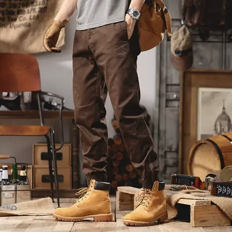 百搭男士工装裤休闲裤子男款复古束脚裤大码直筒男款宽松运动长裤商品大图