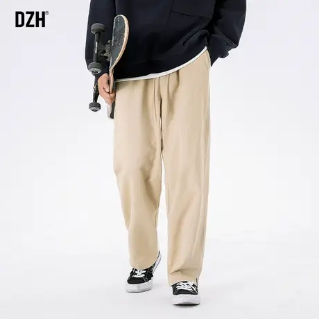 男士卡其色工装裤子男秋季休闲直筒裤潮牌宽松裤2023新款坠感男裤图片