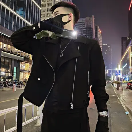 2023秋季男夹克外套工装修身潮流斜拉链学生时尚休闲百搭ins上衣商品大图