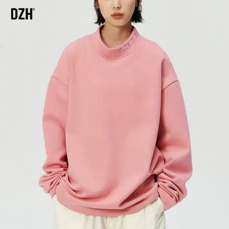 情侣德绒打底衫春季长袖t恤男2024年新款简约纯色上衣半高领卫衣图片