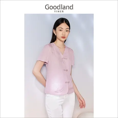 【真丝系列】Goodland美地女装2023夏含蚕丝衬衫新中式肌理感商品大图