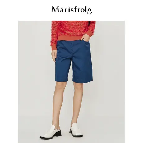 【商场同款】玛丝菲尔五分裤春季新款深蓝色A字舒适百搭休闲短裤商品大图