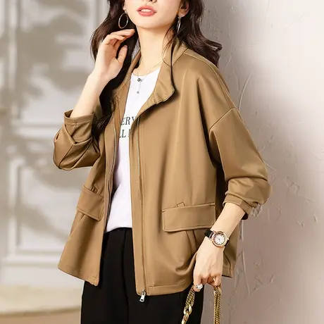 短外套女春秋新款大码女装宽松中年妈妈气质百搭休闲薄款开衫上衣商品大图