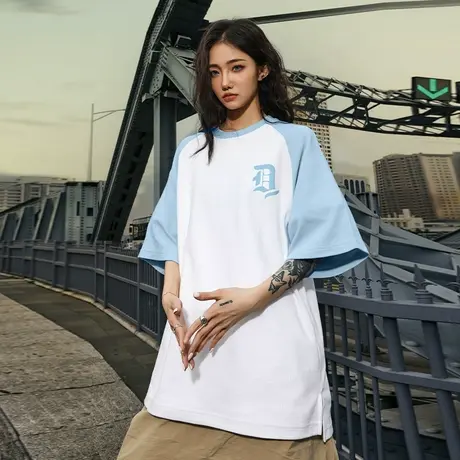 Nuthink加肥加大美式街头华夫格短袖T恤男夏季潮牌重磅插肩半截袖商品大图