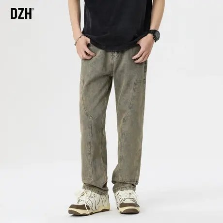 男士美式黄泥牛仔裤男直筒宽松裤子潮牌痞帅炸街春季男裤休闲长裤商品大图