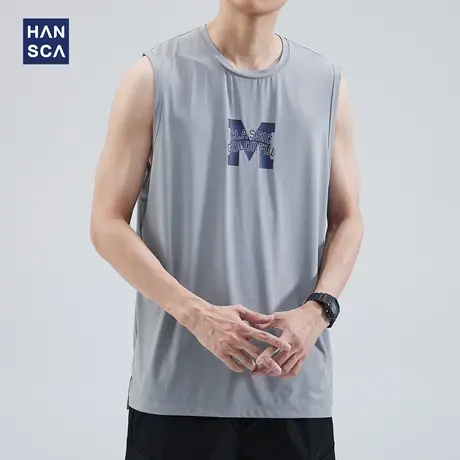 hansca 背心男夏季薄款冰丝速干运动篮球健身宽松大码内穿无袖T恤商品大图