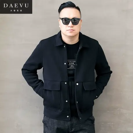 秋新款韩版大号潮胖子加肥加大码男士短款翻领夹克外套图片