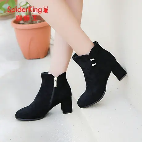 SPIDER KING/蜘蛛王时装靴2023秋冬商场新款磨砂皮单里都市粗高跟商品大图