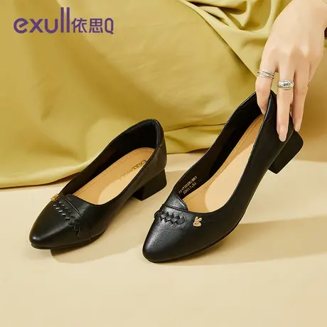 依思Q仙女鞋百搭单鞋女低跟2024新款温柔蝴蝶结奶奶鞋一脚蹬女鞋商品大图