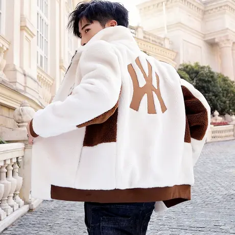 羊羔毛外套男士冬季韩版潮流颗粒绒棉服帅气保暖男装加厚棉衣袄子图片