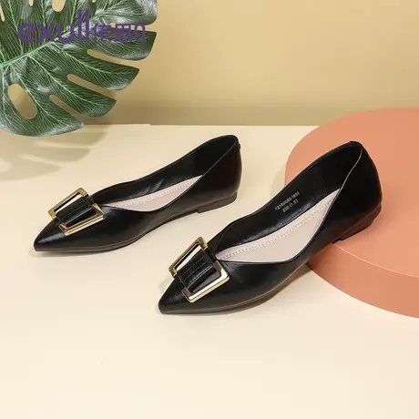 exull/依思Q浅口女鞋2024年春秋季新款学院风尖头潮流扣饰女子鞋商品大图