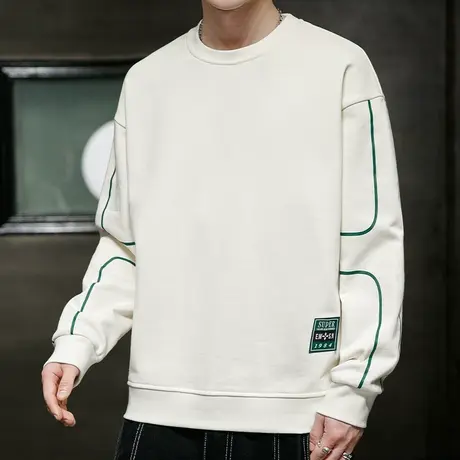 长袖t恤男2023秋季新款潮牌圆领拼接打底衫上衣服青少年休闲卫衣商品大图