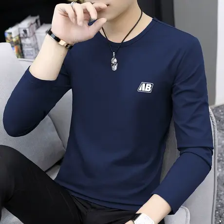 莫代尔棉长袖t恤男装2023新款圆领内搭上衣服打底衫潮牌秋衣小衫商品大图