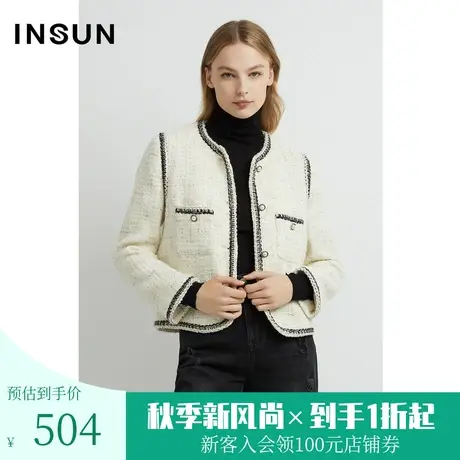 [触感香风]恩裳秋季女士短外套撞色小香风外套女商品大图