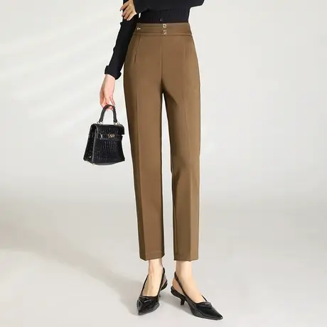 2023春季新款高腰显瘦黑色西装裤休闲九分直筒裤烟管裤小脚裤长裤商品大图