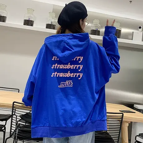 waitmore卫衣女2019初秋新款ins宽松连帽韩版bf慵懒风薄款cec外套商品大图