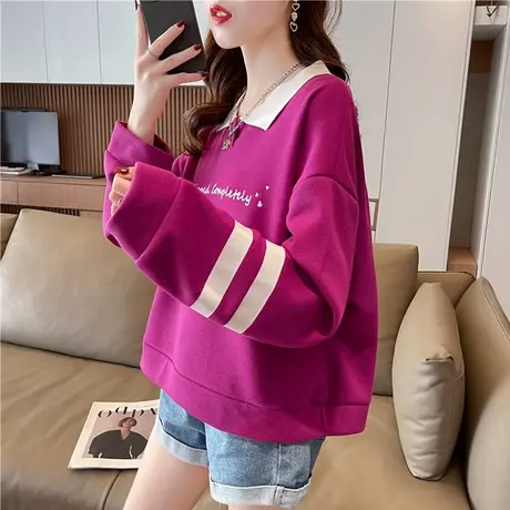 小个子短款卫衣女春秋季韩版宽松显瘦薄款早春翻领polo衫上衣外套商品大图