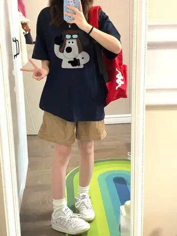 纯棉短袖t恤女夏季2023新款美式复古宽松小个子半袖上衣设计感ins图片