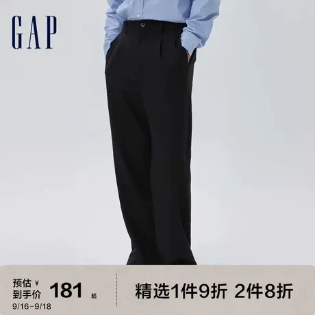 Gap男装秋季新款通勤商务直筒西装裤603005松紧腰宽松阔腿裤图片