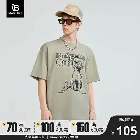 Lilbetter短袖男夏季新款潮牌T恤宽松美式复古体恤高街刺绣上衣LB商品大图