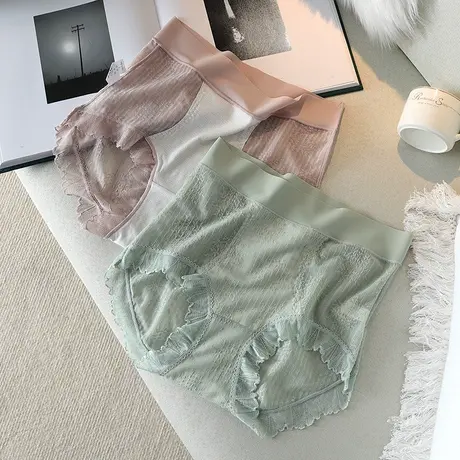 送妈妈舒适高弹性高腰内裤女大码160斤棉质底裆蕾丝透气女三角裤商品大图