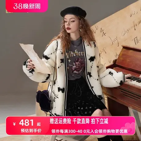 妖精的口袋白色小个子毛呢外套女2022秋冬季新款气质宽松羊绒大衣图片
