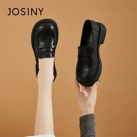 Josiny/卓诗尼厚底乐福鞋女2024新款春季百搭少女风粗跟小皮鞋子商品大图