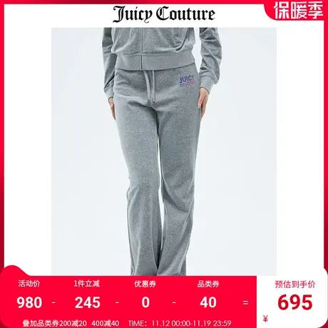 Juicy Couture橘滋休闲裤女秋冬新款美式运动高腰直筒天鹅绒长裤商品大图