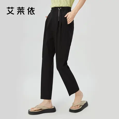 艾莱依新款春季质感通勤西裤直筒休闲设计感小众链条修身显瘦裤子图片