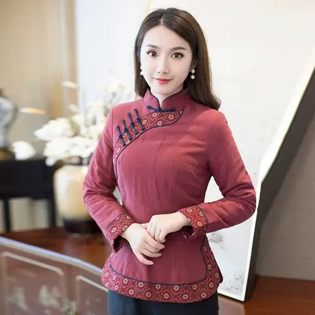 筠雅唐装女装中国风棉袄中式盘扣棉服棉衣旗袍上衣加厚长袖茶服冬图片