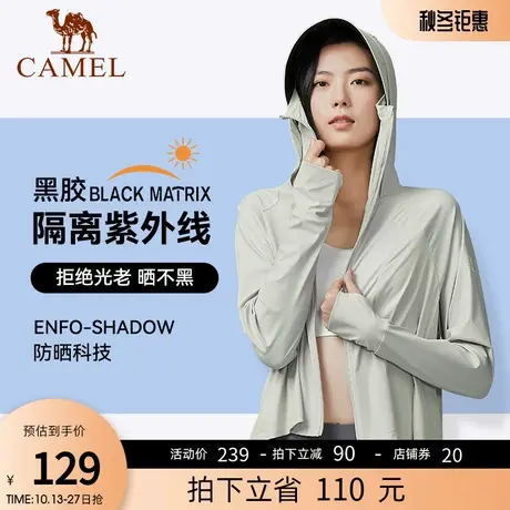 骆驼女装斗篷黑胶防晒衣2023春夏新款防紫外线轻薄透气冰感防晒服商品大图
