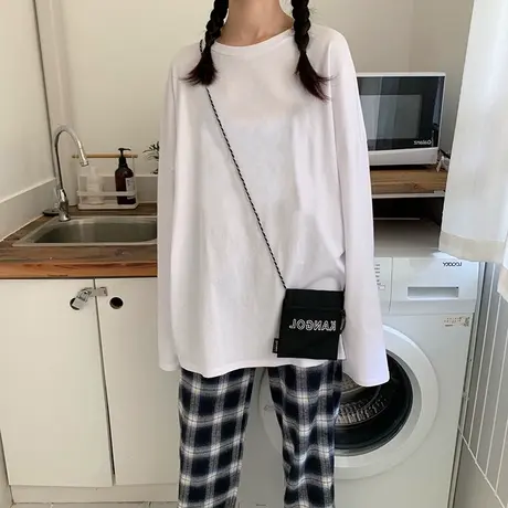 2023年早秋季新款春秋打底衫宽松内搭港味长袖t恤女装潮ins上衣服商品大图