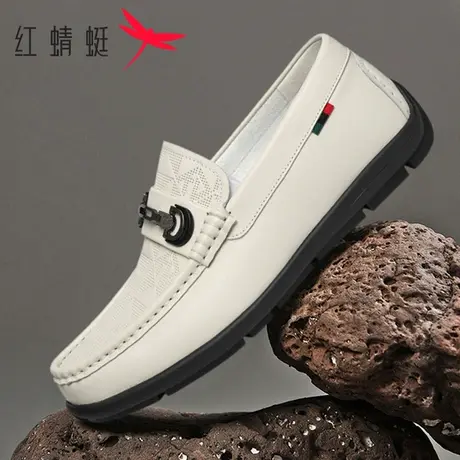 红蜻蜓男鞋2025春季新款真皮防滑商务休闲乐福鞋驾车休闲舒适皮鞋图片