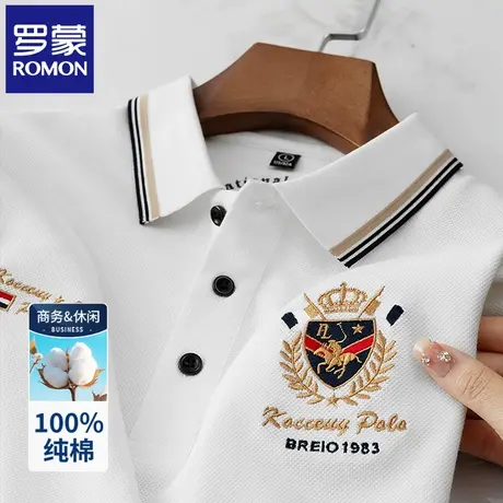 罗蒙夏季薄款纯棉POLO衫短袖t恤男时尚刺绣休闲中年半袖保罗衫N2Z图片