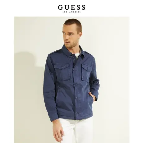 GUESS23新款秋男复古多口袋工装风翻领长袖夹克外套-M2GL02WEIR0图片