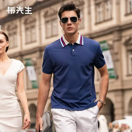 MrBu布先生时尚翻领polo男2025春夏简约大气海贝扣T恤男AT16067图片