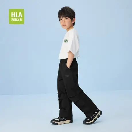 HLA/海澜之家panda wowo熊猫休闲裤25春秋新松紧腰刺绣男女童装商品大图