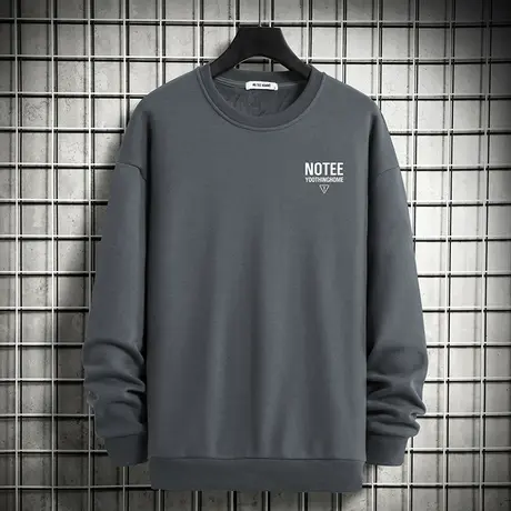 男士卫衣秋冬款套头无帽上衣加绒加厚宽松潮流摇粒绒圆领长袖t恤商品大图