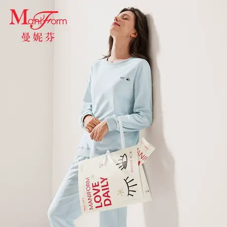 【爱的星星眼】曼妮芬全棉家居服圆领套头女长袖长裤套装20320697商品大图