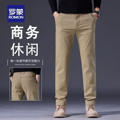 罗蒙秋季纯棉休闲裤男款潮流百搭2025新款直筒卡其男士长裤子N2Z商品大图