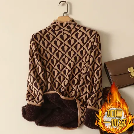 一体绒半高领毛衣女2022年秋冬新款加绒加厚洋气内搭针织打底衫女图片