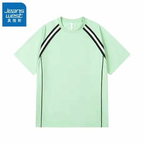 N5真维斯短袖t恤男2025新款夏季美式潮牌男生拼接设计半袖上衣服商品大图