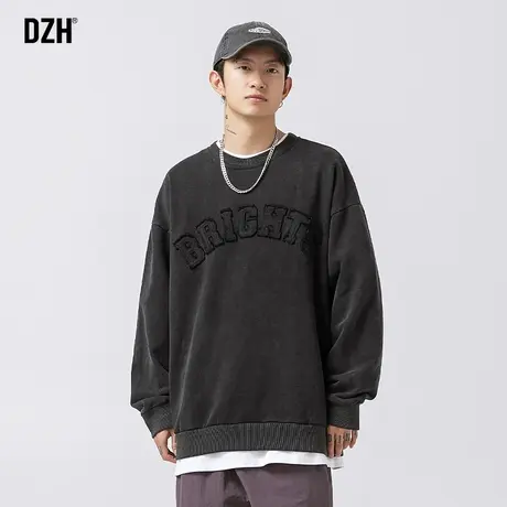 男士户外运动外套破坏感刺绣卫衣男2023秋季潮牌情侣美式复古上衣商品大图