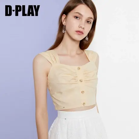 DPLAY德帕拉夏新品欧美百褶皱修身显瘦单排扣背心商品大图