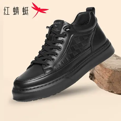 红蜻蜓男鞋2026春季新款真皮男士棉鞋免系带加绒时尚百搭休闲皮鞋商品大图