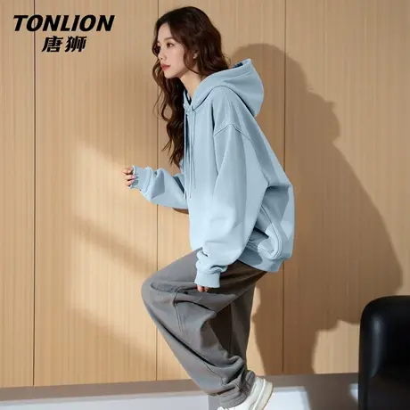 唐狮官方连帽卫衣女春秋款2026新款女款休闲宽松显瘦套头上衣女VB图片