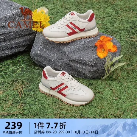 骆驼运动鞋女士2023秋新款ins潮运动休闲复古拼色华夫跑步鞋商品大图